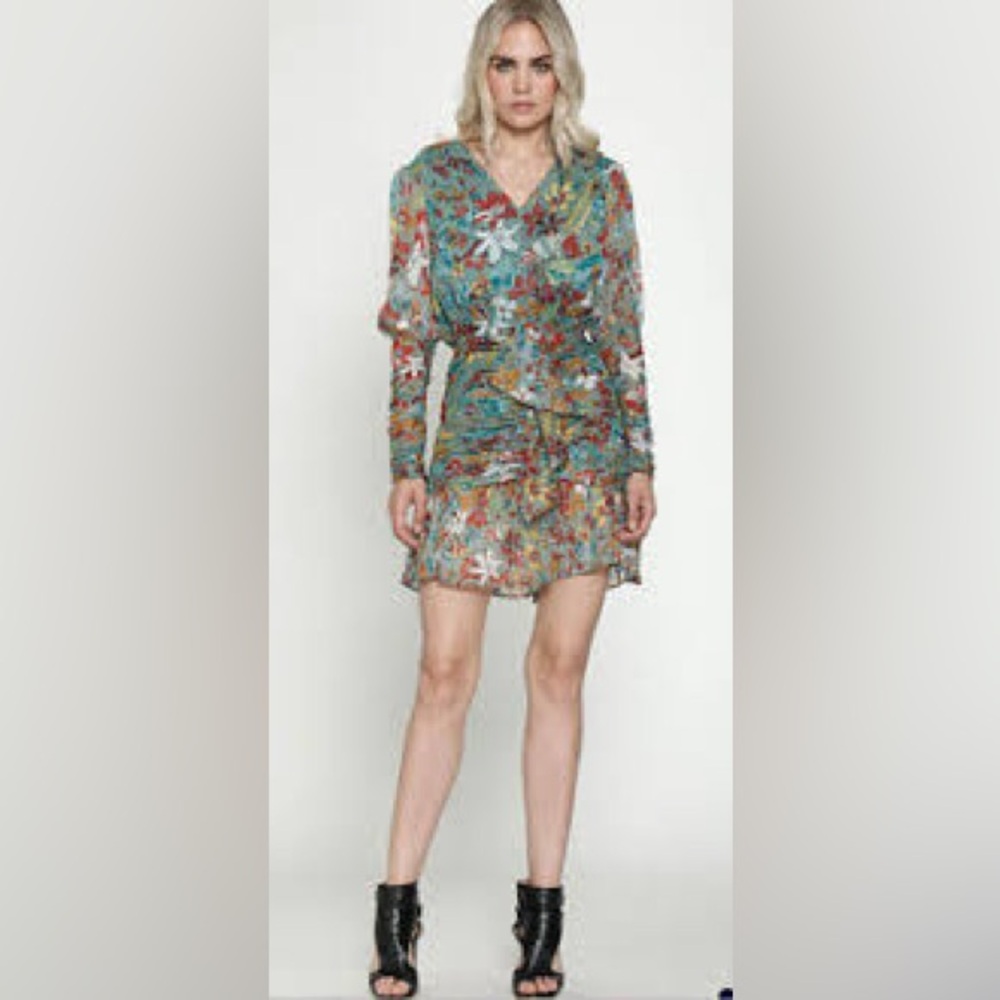 Walter Baker Teal Floral Dress 6 EUC